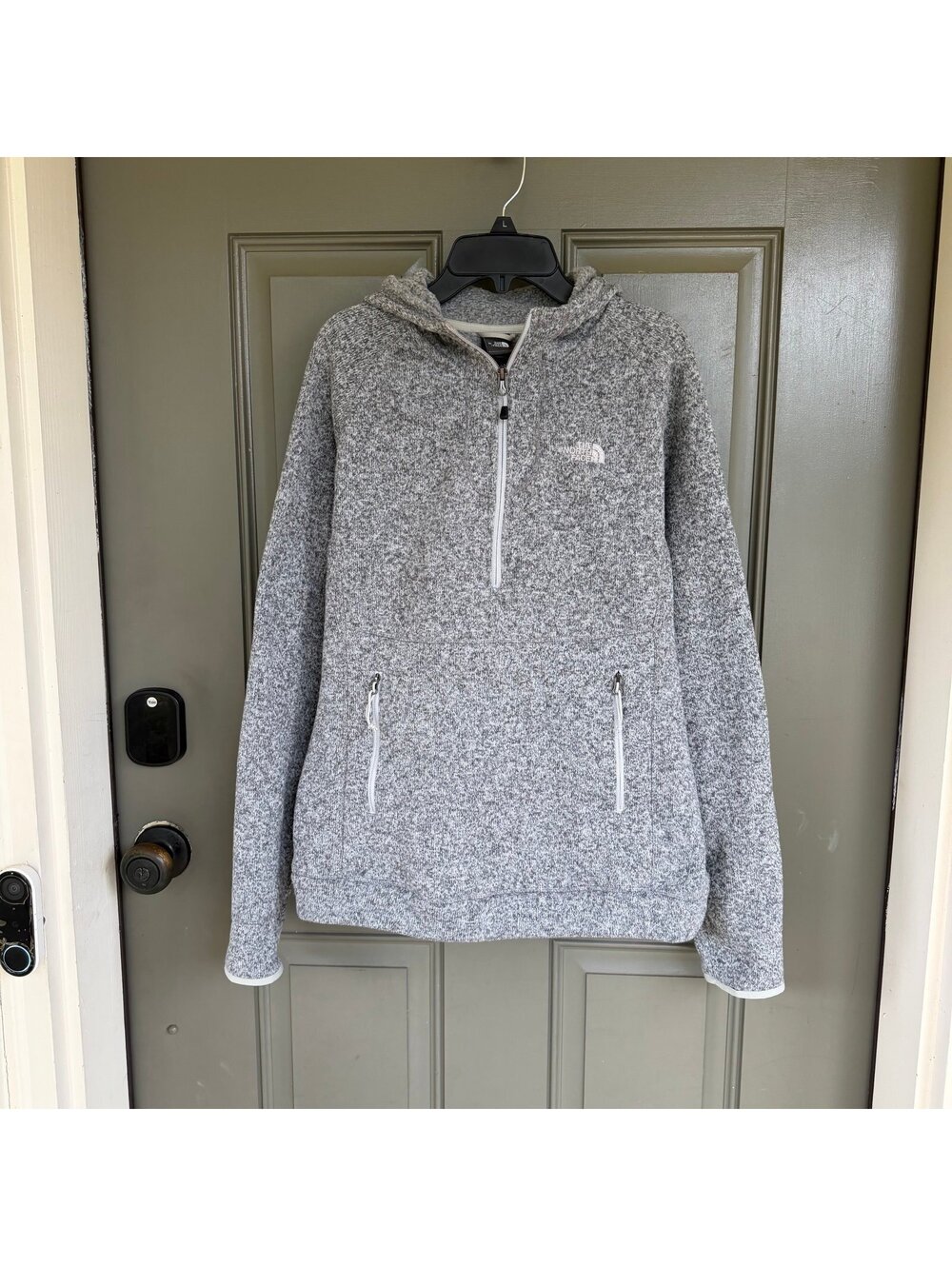 The North Face Crescent Quarter Zip Hooded Fleece Pullover‎ Sweater Grey Size M